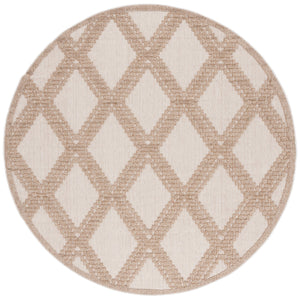 Safavieh Martha Stewart 6'7" Round Area Rug - Elegant Beige/Brown Geometric Design For Indoor & Outdoor Use Beige ,Brown Polypropylene Msro226b-7r