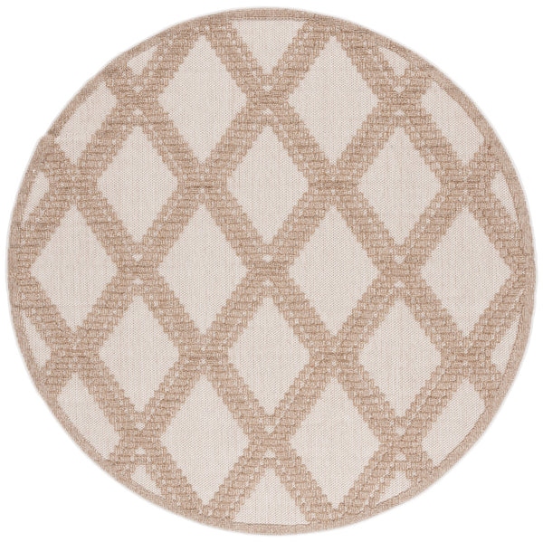 Safavieh Martha Stewart 6'7" Round Area Rug - Elegant Beige/Brown Geometric Design For Indoor & Outdoor Use Beige ,Brown Polypropylene Msro226b-7r
