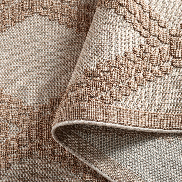 Safavieh Martha Stewart 6'7" Round Area Rug - Elegant Beige/Brown Geometric Design For Indoor & Outdoor Use Beige ,Brown Polypropylene Msro226b-7r