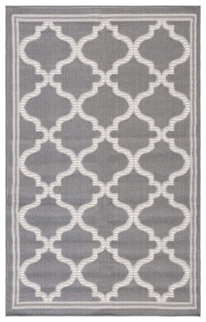 Safavieh Msr Outdoor Medium Area Rug - Elegant Geometric Design For Indoor And Outdoor Spaces, 6' X 9' Grey ,Ivory Polypropylene Msro336f-9
