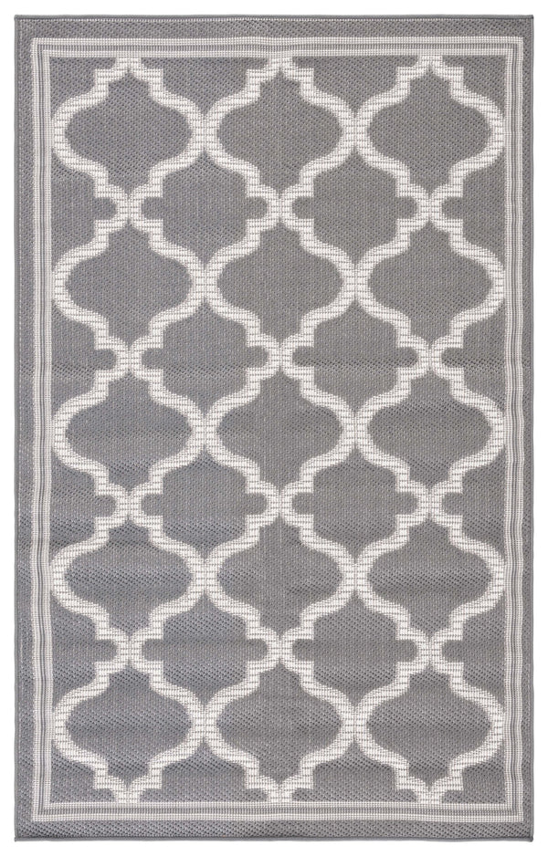 Safavieh Msr Outdoor Medium Area Rug - Elegant Geometric Design For Indoor And Outdoor Spaces, 6' X 9' Grey ,Ivory Polypropylene Msro336f-9