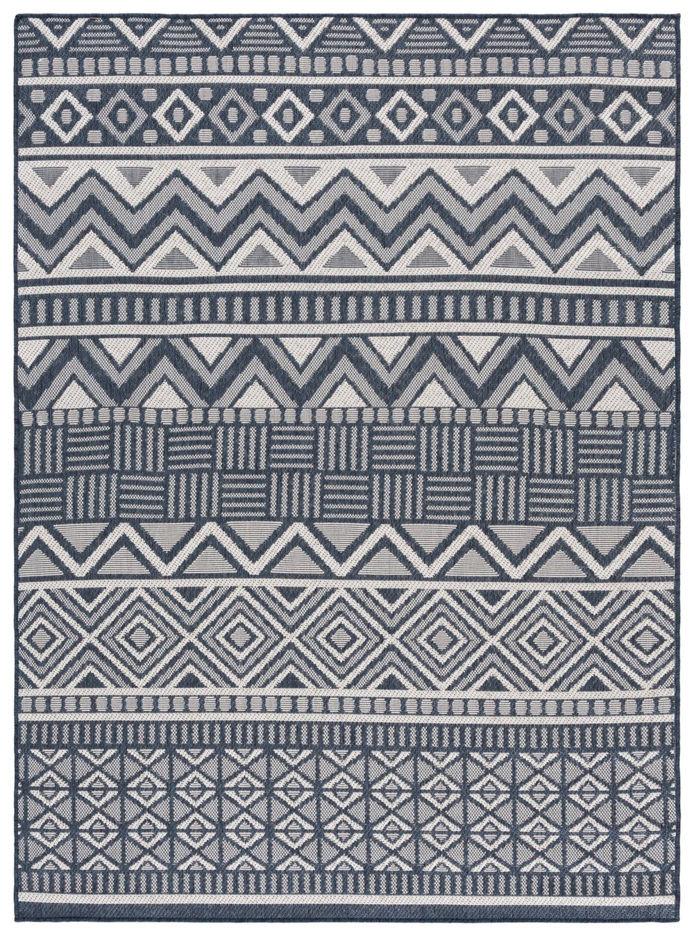 Safavieh Martha Stylish Geometric Area Rug - Turkish-made, Durable, Washable, Perfect For Indoor & Outdoor Use Navy ,Creme Polypropylene Msro818n-5