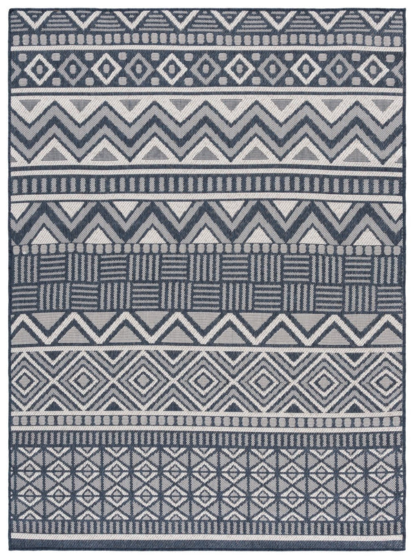 Safavieh Martha Stylish Geometric Area Rug - Turkish-made, Durable, Washable, Perfect For Indoor & Outdoor Use Navy ,Creme Polypropylene Msro818n-5