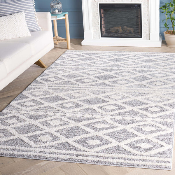 Safavieh Martha Stewart Lucia Shag Area Rug - Elegant Diamond Pattern, Durable Turkish Design For Any Space Grey ,Ivory Polypropylene Pile Msrs0730f-5
