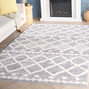Safavieh Martha Stewart Lucia Shag Area Rug - Elegant Diamond Pattern, Durable Turkish Design For Any Space Grey ,Ivory Polypropylene Pile Msrs0750f-8