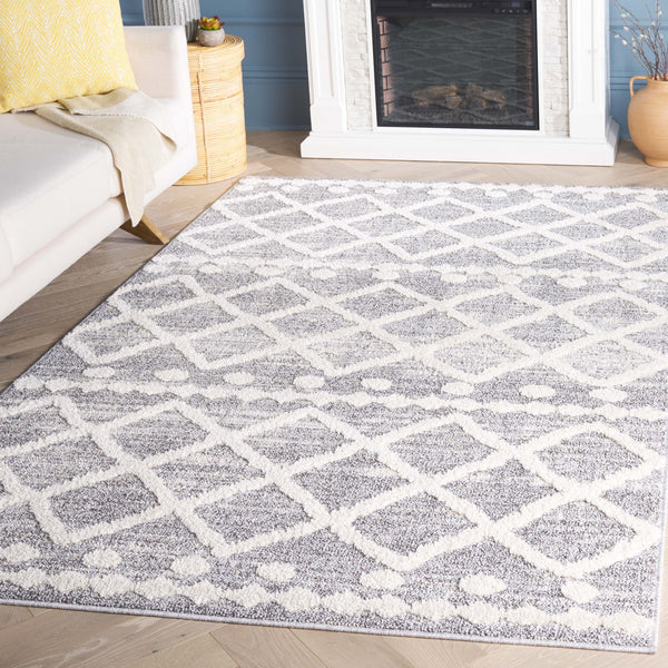 Safavieh Martha Stewart Lucia Shag Area Rug - Elegant Diamond Pattern, Durable Turkish Design For Any Space Grey ,Ivory Polypropylene Pile Msrs0750f-8
