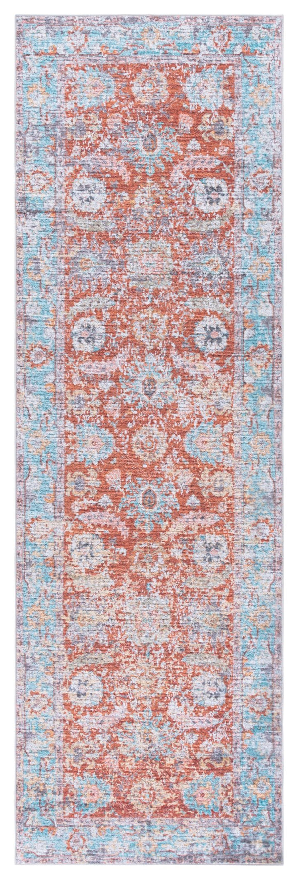 Safavieh Martha Stewart Washable Traditional Area Rug - Elegant Design For Any Room With Luxury Comfort Turquoise ,Rust Polyester Pile Msrw108k-57