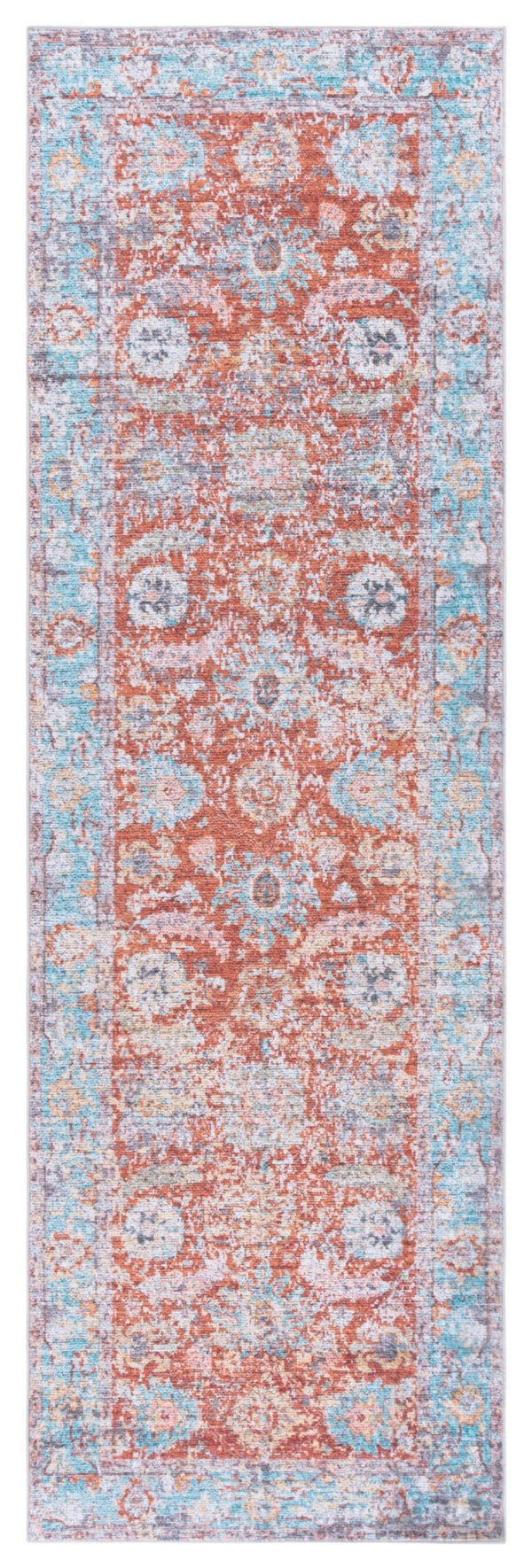 Safavieh Martha Stewart Washable Area Rug - Modern Minimalist Design, Eco-friendly, Easy Care, Safe Comfort Turquoise ,Rust Polyester Pile Msrw108k-5