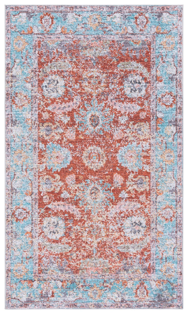 Safavieh Martha Stewart Washable Traditional Area Rug - Elegant Design For Any Room With Luxury Comfort Turquoise ,Rust Polyester Pile Msrw108k-57