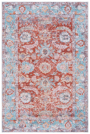 Safavieh Martha Stylish Washable Area Rug - Elegant Design For Entryways, Corridors, And Living Spaces Turquoise ,Rust Polyester Pile Msrw108k-4