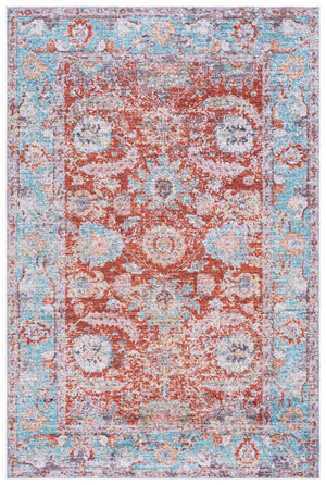 Safavieh Martha Stewart Washable Area Rug - Modern Minimalist Design, Eco-friendly, Easy Care, Safe Comfort Turquoise ,Rust Polyester Pile Msrw108k-5