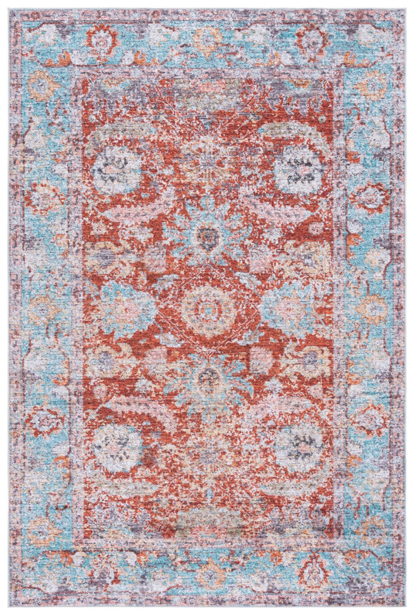 Safavieh Martha Stewart Washable Area Rug - Modern Minimalist Design, Eco-friendly, Easy Care, Safe Comfort Turquoise ,Rust Polyester Pile Msrw108k-5