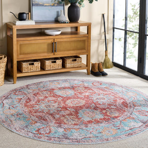 Safavieh Martha Stylish Washable Area Rug - Elegant Design For Entryways, Corridors, And Living Spaces Turquoise ,Rust Polyester Pile Msrw108k-6r