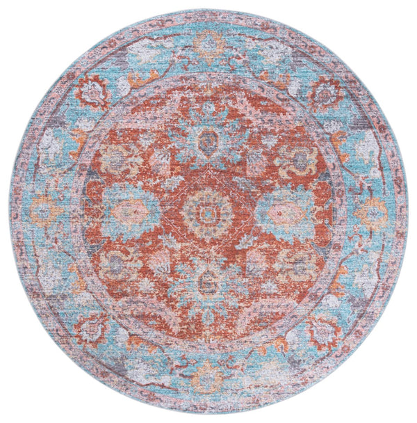 Safavieh Martha Stewart Washable Area Rug - Modern Minimalist Design, Eco-friendly, Easy Care, Safe Comfort Turquoise ,Rust Polyester Pile Msrw108k-5