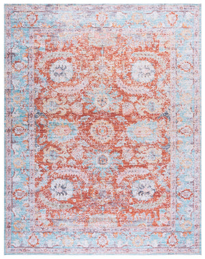 Safavieh Martha Stylish Washable Area Rug - Elegant Design For Entryways, Corridors, And Living Spaces Turquoise ,Rust Polyester Pile Msrw108k-8
