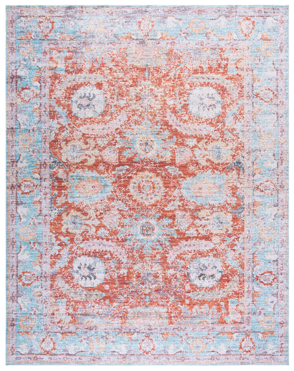 Safavieh Martha Stewart Washable Area Rug - Modern Minimalist Design, Eco-friendly, Easy Care, Safe Comfort Turquoise ,Rust Polyester Pile Msrw108k-5