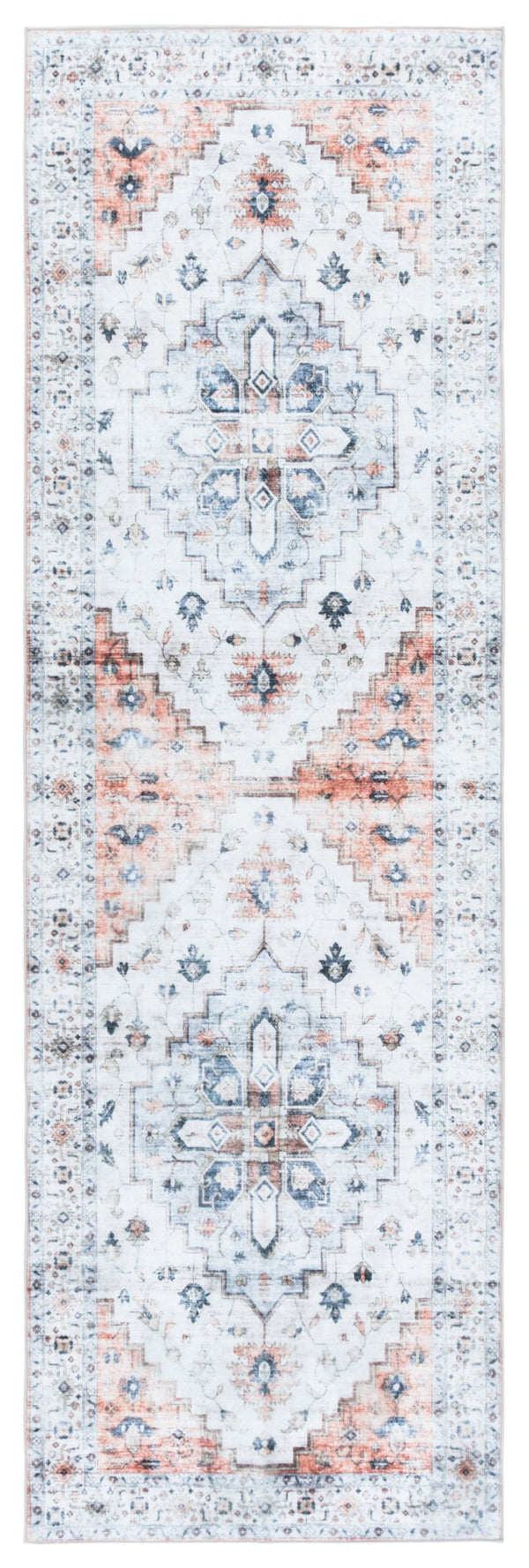 Safavieh Martha Stewart Elegant Washable Runner Rug In Serene Sage With Light Rust Accents For Hallways Sage ,Light Rust Polyester Pile Msrw109w-28