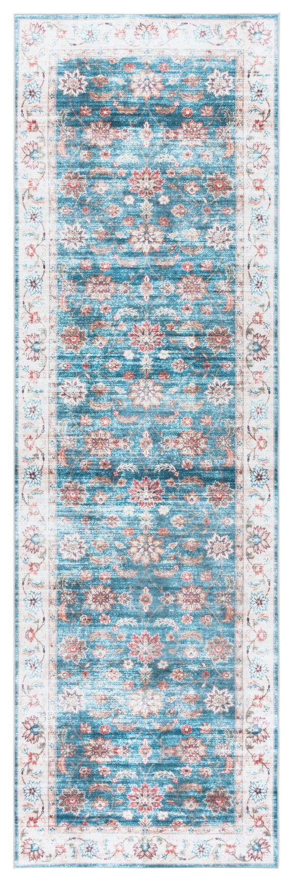Safavieh Martha Stewart Washable Traditional Area Rug - Elegant Power Loomed Runner For Hallway & Bedroom Green ,Beige Polyester Pile Msrw112y-28