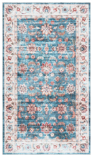 Safavieh Martha Stewart Washable Traditional Area Rug - Elegant Power Loomed Runner For Hallway & Bedroom Green ,Beige Polyester Pile Msrw112y-3