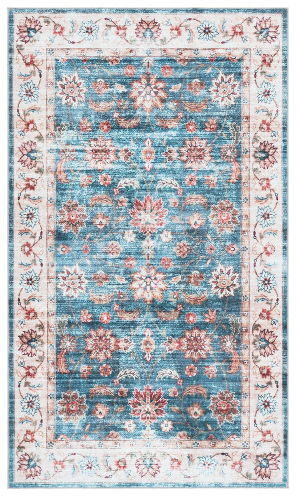 Safavieh Martha Stewart Washable Traditional Area Rug - Elegant Power Loomed Runner For Hallway & Bedroom Green ,Beige Polyester Pile Msrw112y-3