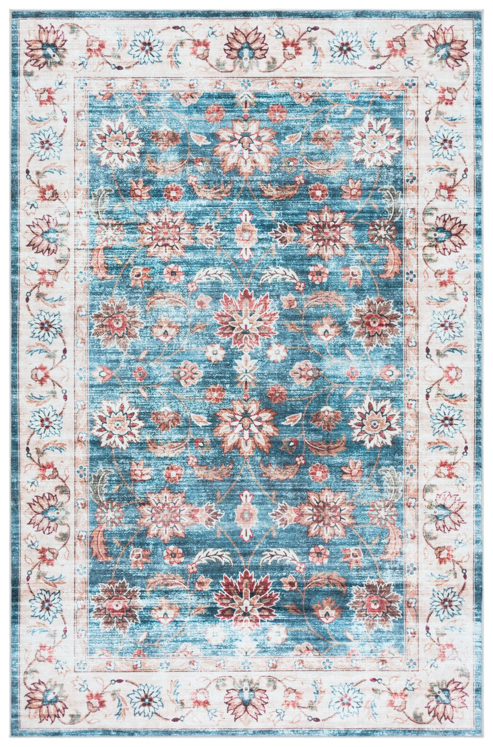 Safavieh Martha Stewart Washable Traditional Area Rug - Elegant Power Loomed Runner For Hallway & Bedroom Green ,Beige Polyester Pile Msrw112y-4