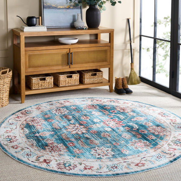 Safavieh Martha Stewart Washable Traditional Area Rug - Elegant Power Loomed Runner For Hallway & Bedroom Green ,Beige Polyester Pile Msrw112y-6r