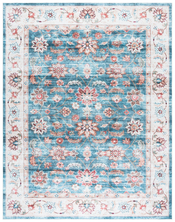 Safavieh Martha Stewart Washable Traditional Area Rug - Elegant Power Loomed Runner For Hallway & Bedroom Green ,Beige Polyester Pile Msrw112y-8