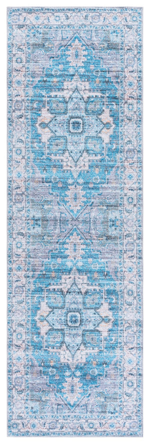 Safavieh Martha Stewart Washable Rug – Elegant And Stylish Addition For Your Home Décor And Comfort Grey ,Turquoise Polyester Pile Msrw113b-9
