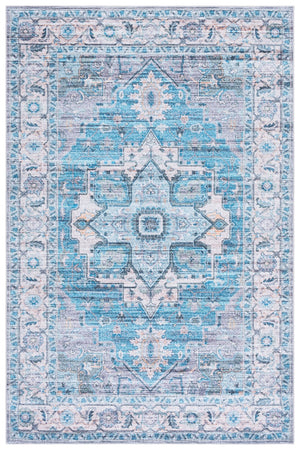 Safavieh Martha Stewart Washable Runner Rug – Chic, Durable, And Slip-resistant Area Rug For Any Space Grey ,Turquoise Polyester Pile Msrw113b-4