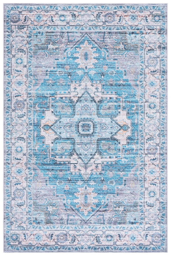 Safavieh Martha Stewart Washable Runner Rug – Chic, Durable, And Slip-resistant Area Rug For Any Space Grey ,Turquoise Polyester Pile Msrw113b-4
