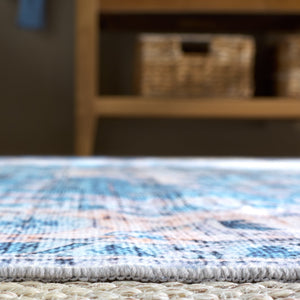 Safavieh Martha Stewart Washable Traditional Area Rug – Stylish Grey And Turquoise Design For Any Room Grey ,Turquoise Polyester Pile Msrw113b-2745