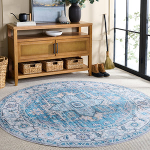 Safavieh Martha Stewart Washable Runner Rug – Chic, Durable, And Slip-resistant Area Rug For Any Space Grey ,Turquoise Polyester Pile Msrw113b-6r