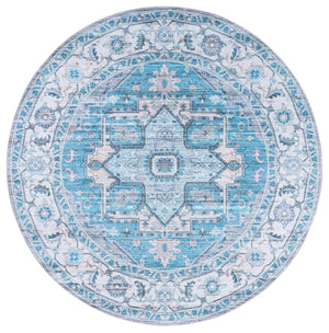 Safavieh Martha Stewart Washable Runner Rug – Chic, Durable, And Slip-resistant Area Rug For Any Space Grey ,Turquoise Polyester Pile Msrw113b-6r