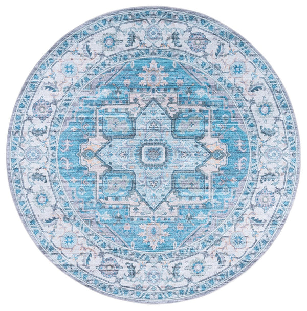 Safavieh Martha Stewart Washable Runner Rug – Chic, Durable, And Slip-resistant Area Rug For Any Space Grey ,Turquoise Polyester Pile Msrw113b-6r