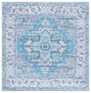 Safavieh Martha Stewart Washable Rug – Elegant And Stylish Addition For Your Home Décor And Comfort Grey ,Turquoise Polyester Pile Msrw113b-9