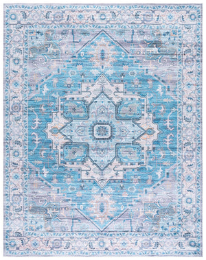 Safavieh Martha Stewart Washable Runner Rug – Chic, Durable, And Slip-resistant Area Rug For Any Space Grey ,Turquoise Polyester Pile Msrw113b-8