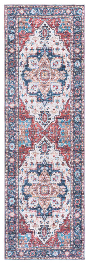 Safavieh Martha Stewart Washable Runner Rug – Chic, Durable, And Slip-resistant Area Rug For Any Space Rust ,Blue Polyester Pile Msrw113q-28