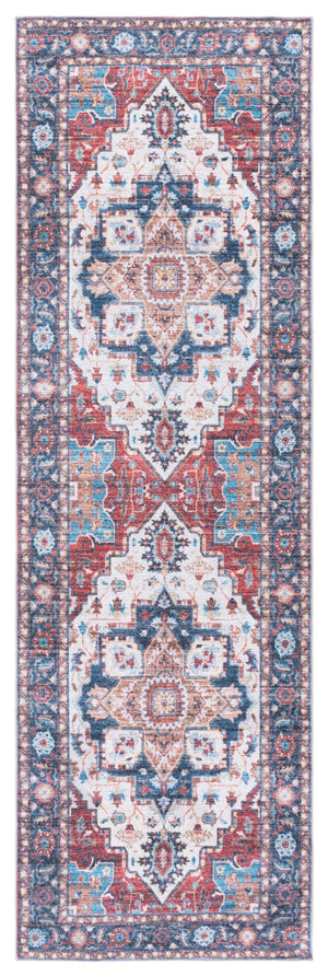 Safavieh Martha Stewart Washable Rug – Elegant And Stylish Addition For Your Home Décor And Comfort Rust ,Blue Polyester Pile Msrw113q-9