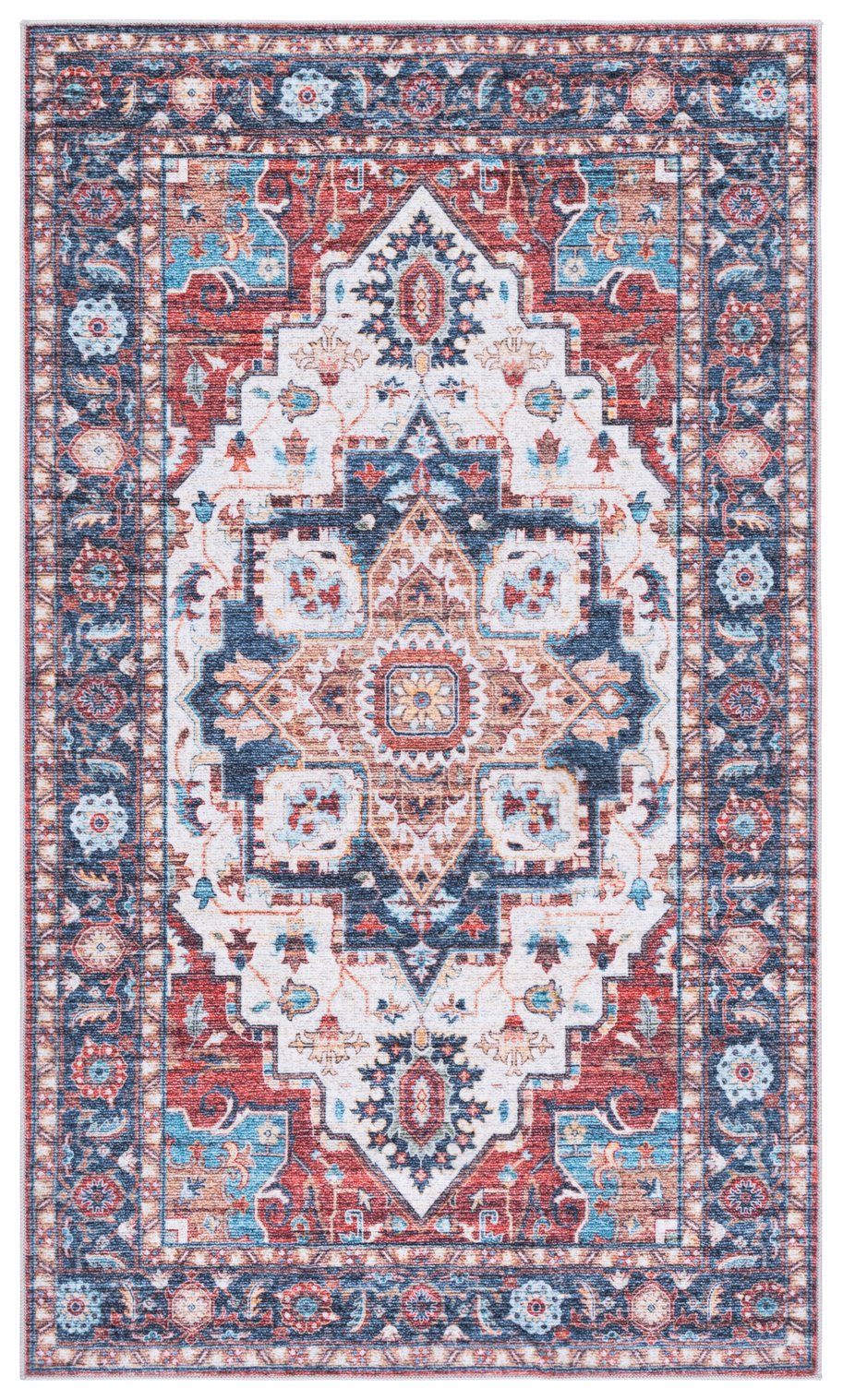 Safavieh Martha Stewart Washable Traditional Area Rug – Stylish Grey And Turquoise Design For Any Room Rust ,Blue Polyester Pile Msrw113q-57