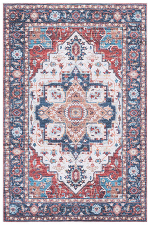 Safavieh Martha Stewart Washable Runner Rug – Chic, Durable, And Slip-resistant Area Rug For Any Space Rust ,Blue Polyester Pile Msrw113q-4