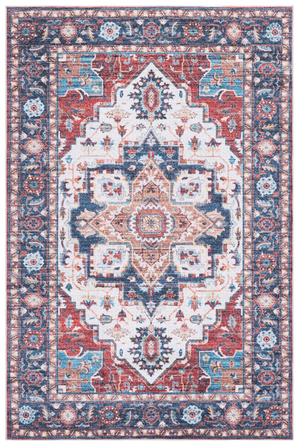 Safavieh Martha Stewart Washable Runner Rug – Chic, Durable, And Slip-resistant Area Rug For Any Space Rust ,Blue Polyester Pile Msrw113q-4
