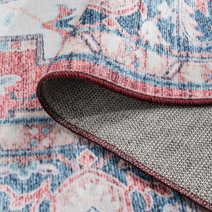 Safavieh Martha Stewart Washable Rug – Elegant And Stylish Addition For Your Home Décor And Comfort Rust ,Blue Polyester Pile Msrw113q-9