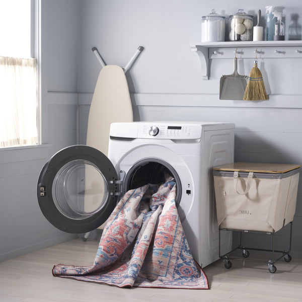 Safavieh Martha Stewart Washable Traditional Area Rug – Stylish Grey And Turquoise Design For Any Room Rust ,Blue Polyester Pile Msrw113q-57