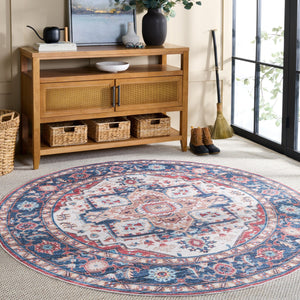 Safavieh Martha Stewart Washable Runner Rug – Chic, Durable, And Slip-resistant Area Rug For Any Space Rust ,Blue Polyester Pile Msrw113q-6r