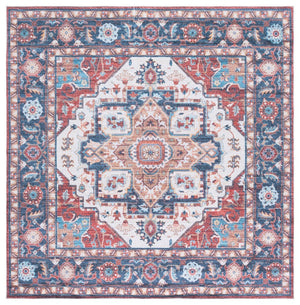 Safavieh Martha Stewart Washable Rug – Elegant And Stylish Addition For Your Home Décor And Comfort Rust ,Blue Polyester Pile Msrw113q-9