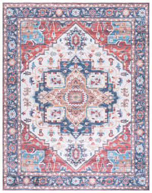 Safavieh Martha Stewart Washable Rug – Elegant And Stylish Addition For Your Home Décor And Comfort Rust ,Blue Polyester Pile Msrw113q-9