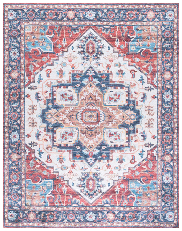 Safavieh Martha Stewart Washable Rug – Elegant And Stylish Addition For Your Home Décor And Comfort Rust ,Blue Polyester Pile Msrw113q-9