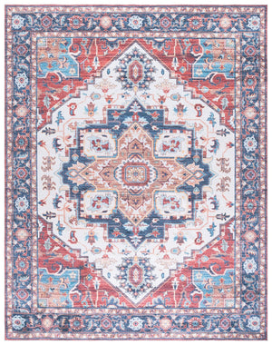Safavieh Martha Stewart Washable Runner Rug – Chic, Durable, And Slip-resistant Area Rug For Any Space Rust ,Blue Polyester Pile Msrw113q-8