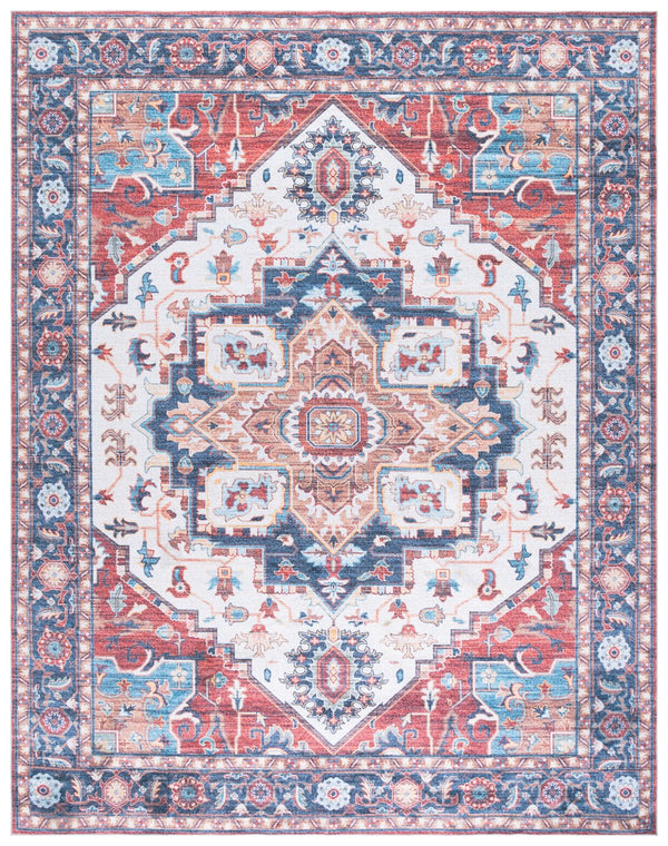 Safavieh Martha Stewart Washable Runner Rug – Chic, Durable, And Slip-resistant Area Rug For Any Space Rust ,Blue Polyester Pile Msrw113q-8