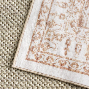 Safavieh Martha Stewart Washable Traditional Area Rug, Soft Polyester, Slip Resistant, Handcrafted Elegance Beige ,Gold Polyester Pile Msrw127b-25